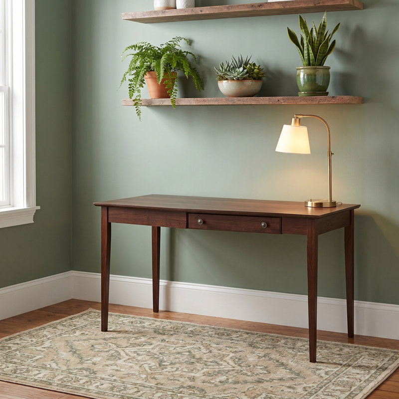 Bureau en bois massif gauche Malani, Brown Mahogany