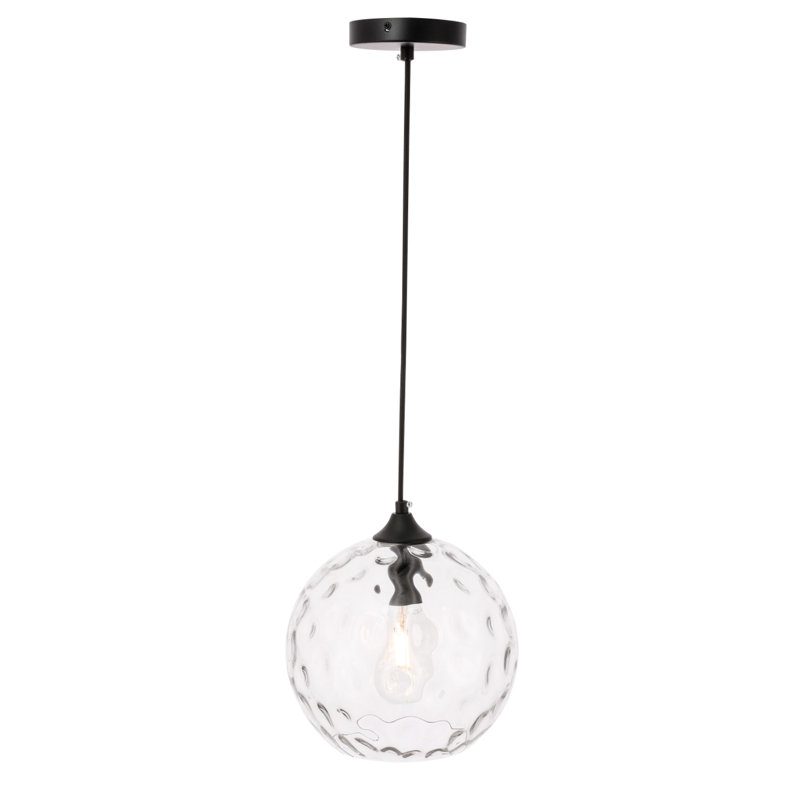 Luminaire suspendu sphère 1 lumière Douthit, H 10,3 po x l 9,8 po x P 9,8 po, Noir