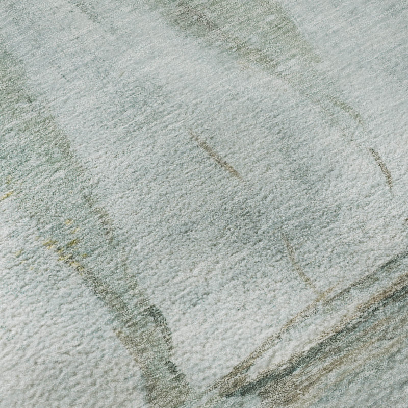 Premium Machine Washable Mayfield AMF2084 Coastal Rug, Teal, 8' Round