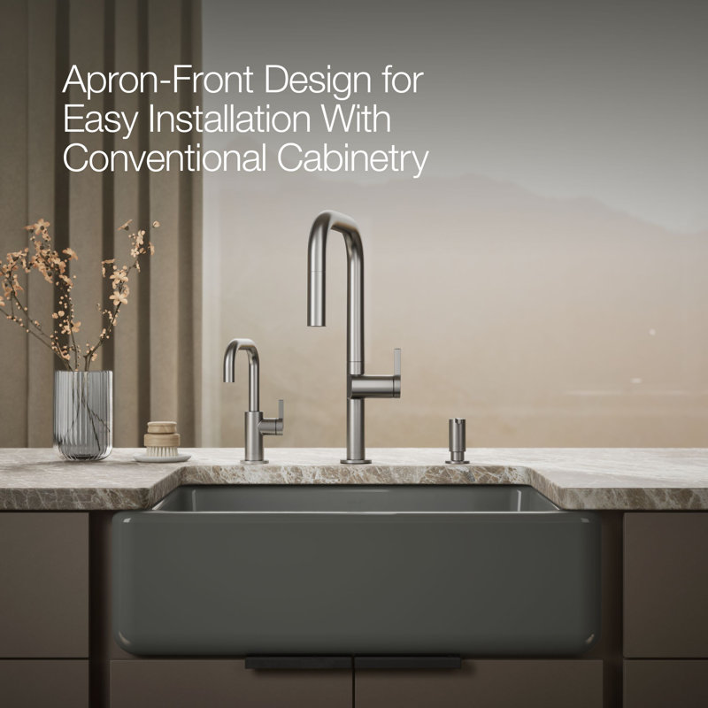 Whitehaven® 29.69" L x 21.69" W Farmhouse Single Bowl Kitchen Sink, Thunder Gray