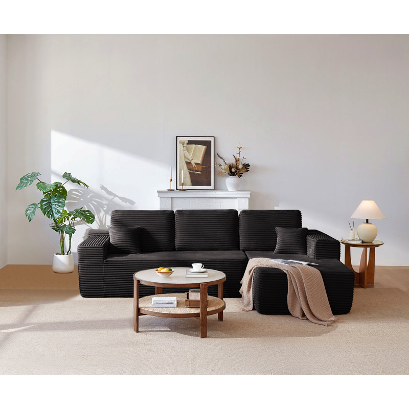 Canapé modulaire de 104 po avec méridienne en forme de L, canapé modulaire moderne avec siège profond, avec poches latérales, canapé rembourré pour chambre à coucher de 104 po