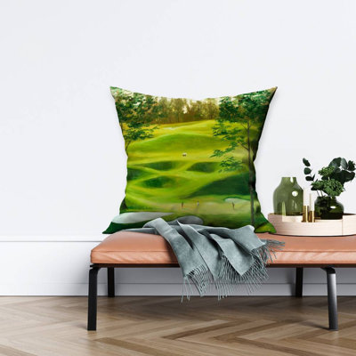 Big Golf Course Square Throw Pillow
