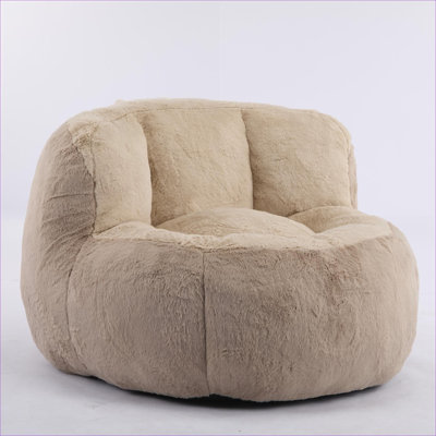 Bean Bag Sofa Luxury Two-Seater Oversized Faux Fur Upholstered Shredded Foam Filled Indoor Relaxation Lounge