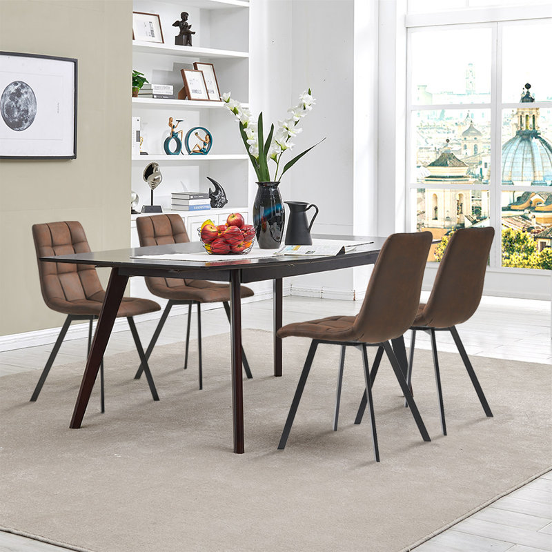 Angle Upholstered Dining Chair, Brown