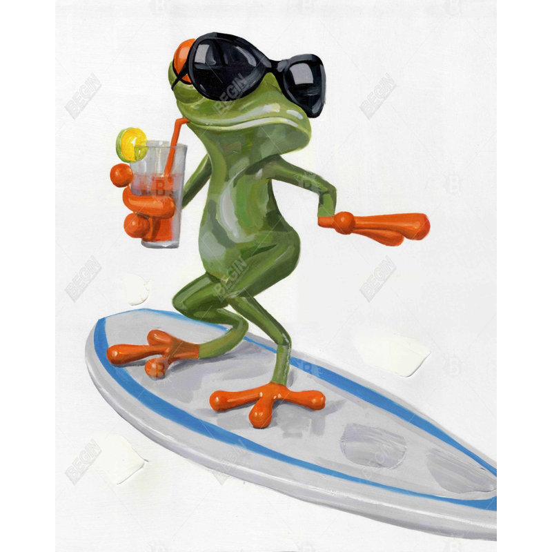 «Funny Frog Surfing» sur toile