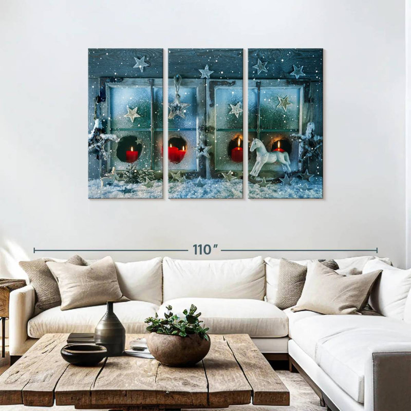 Fenêtre blanche de Noël, H 48 po x l 74 po