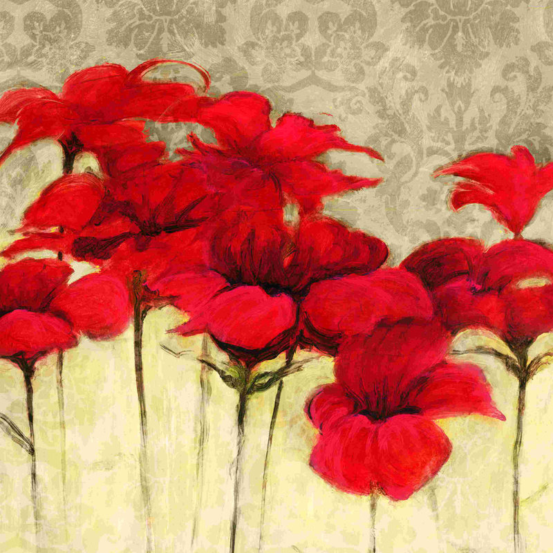 «Red Flowers 2», impression sur toile tendue, H 12 po x l 12 po