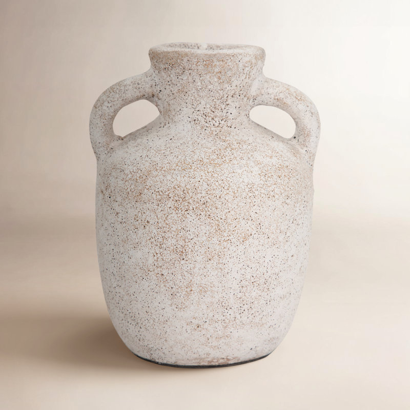Textured Terracotta Sculptural Vase with Dual Handles for Modern Casual Decor