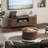  Lift-Top Coffee Table with Hidden Storage & Open Shelf, Round 31.5” Wooden Cocktail Table for Living Room, Brown Finish with Black Metal Frame