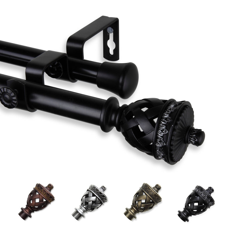 Tringle à rideaux double Gadsby, 28 po-48 po, Noir
