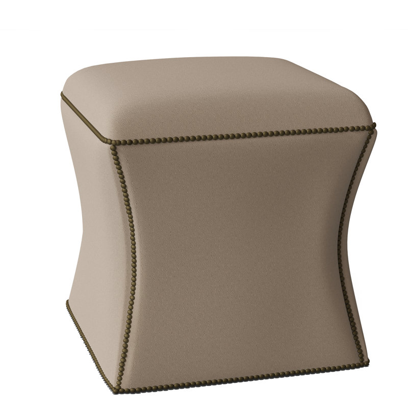 Roscoe 20" Cocktail Ottoman, Brass, Light Grey Leather 202-010