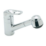 De Lux Single Handle Bar Faucet with Double Check Valve Pullout Hose and Short Hand Spray
