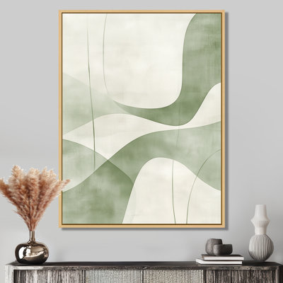 Toile ligne minimaliste, art abstrait vert sauge, Seacor