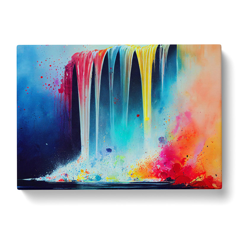 Waterfall Paint Splatter Vol.3 Abstract - Wrapped Canvas, 50cm H x 76cm W x 3cm D