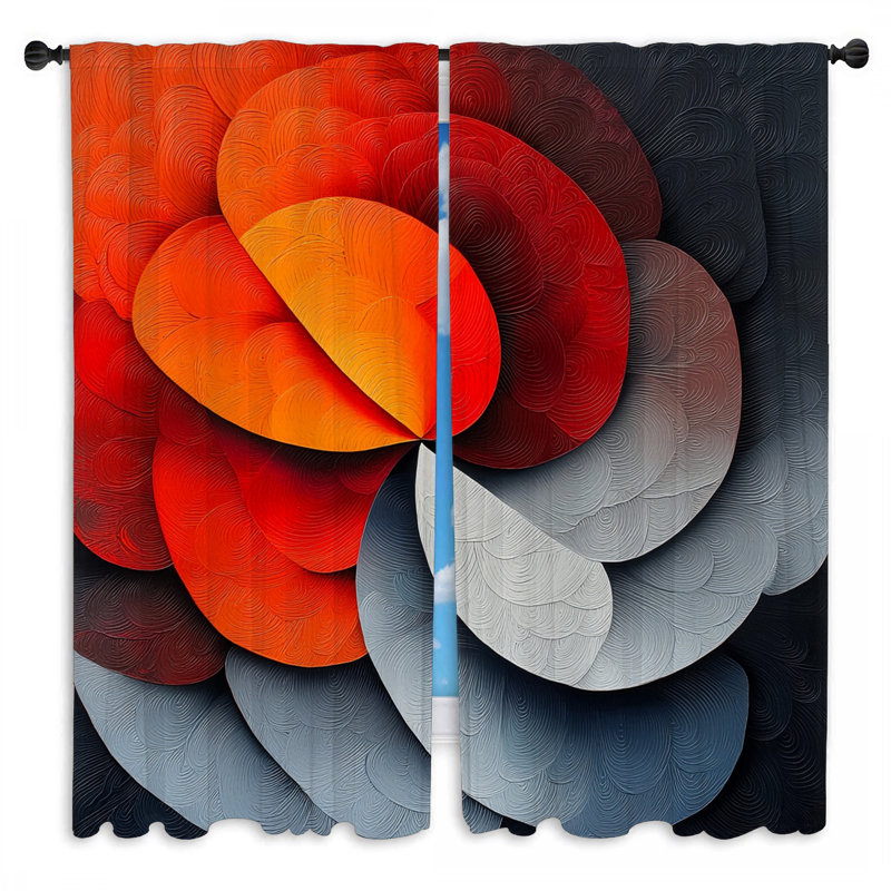 Rideaux de fenêtre de forme abstraite à motif abstrait Mid-Century - 2 panneaux, L 20 po x L 61 po