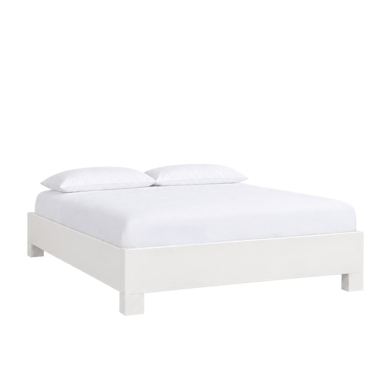 Silas King Platform Bed, Light Blue, Queen, White