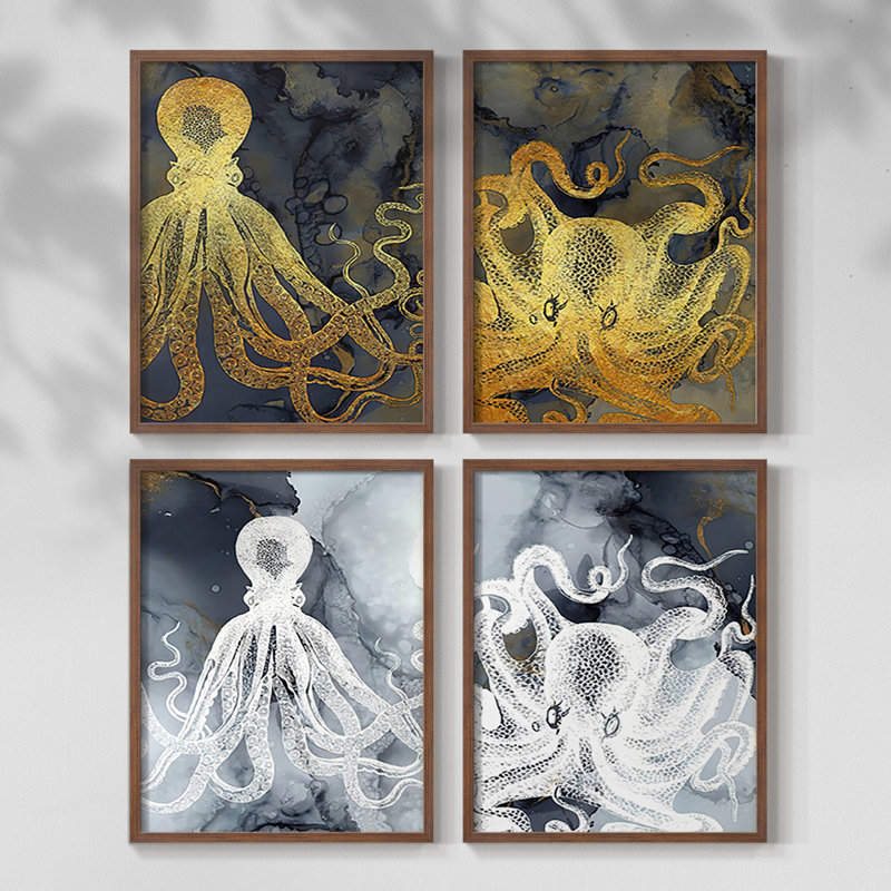 «Lake Como Garden», ensemble de 4 reproductions encadrées, Naturel, H 28 po x l 22 po