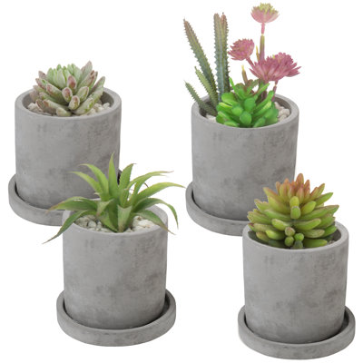 Indoor Unglazed Cement Pot Planter Set