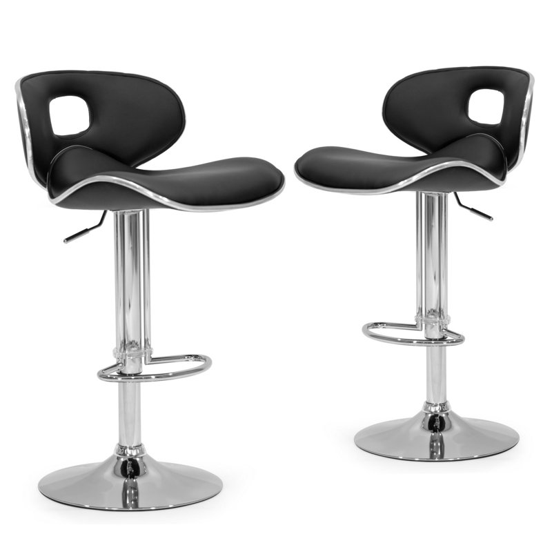 Tabouret tournant à hauteur réglable Kaylem, Noir
