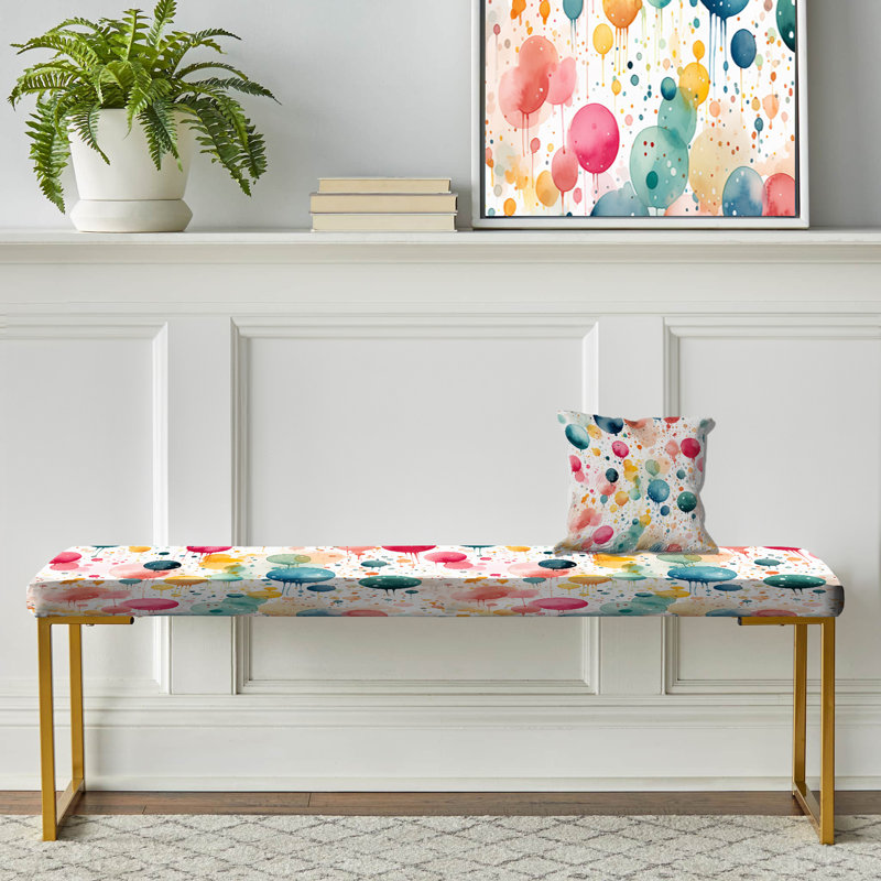 Watercolor Dreams Polka Dots Pattern - Polka Dots Upholstered Gold Bench