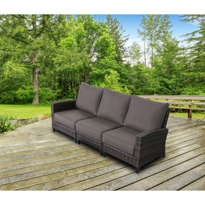 Arshmaan 84'' Wide Wicker Patio Sofa with Cushions