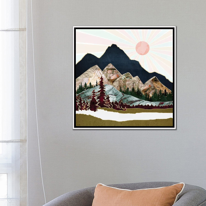 Retro Autumn Vista - impression d'art graphique, 26" H x 26" W x 1.5" D, White Framed Canvas, Aucun mat