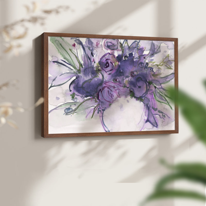 Lavande florale Splendor I - impression encadrée - réarmable, Noyer, H 16 po x l 20 po