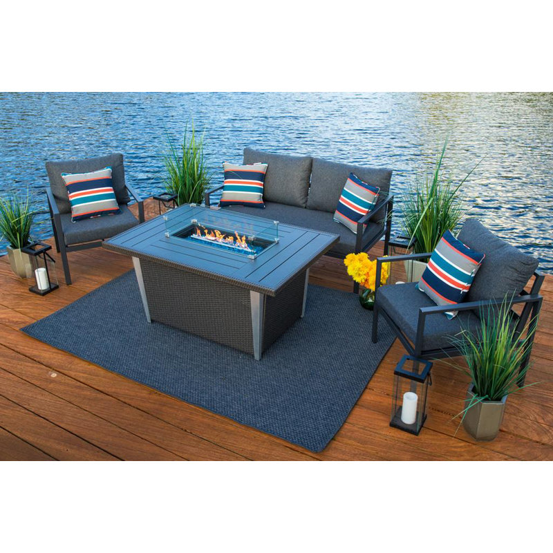 Ensemble de conversation pour 4 personnes avec coussins Kolarik
