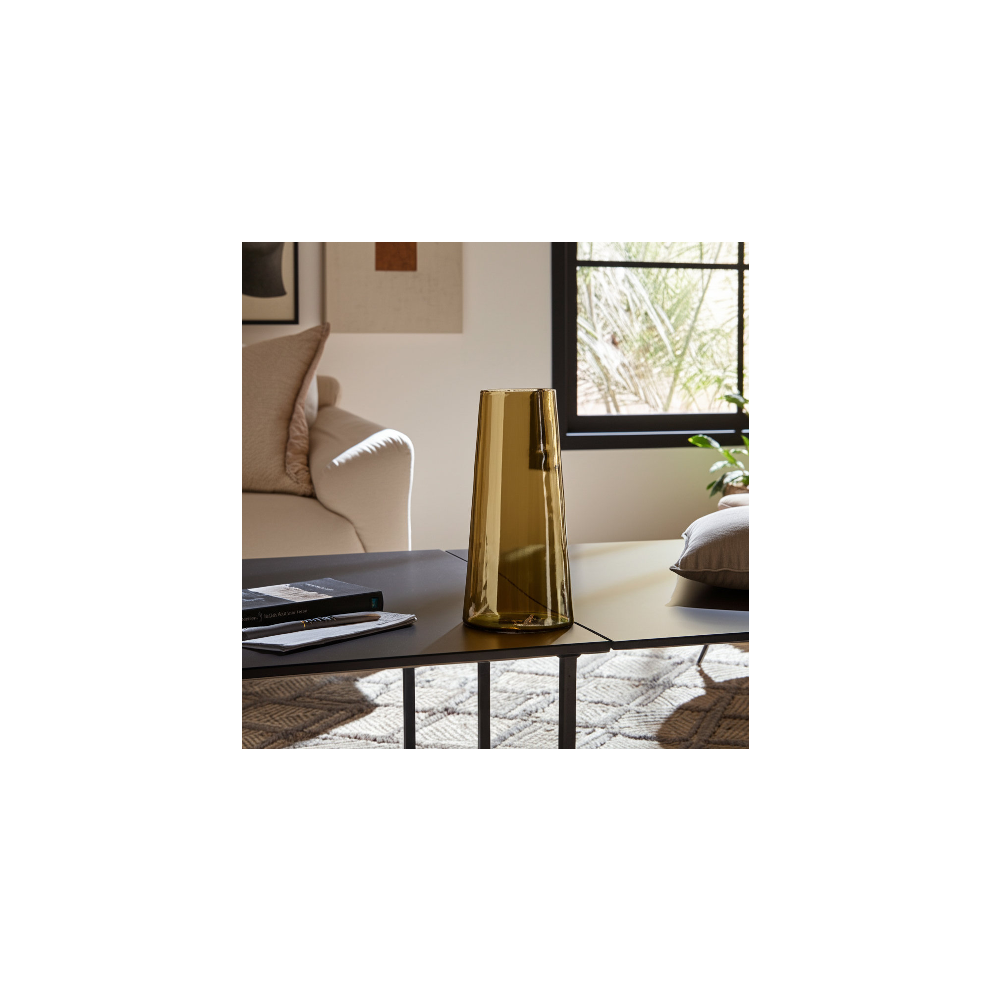 Glass Vase Glass Sleek Contemporary Silhouette with Modern Tapered Design and Smooth Minimalist Form for Decorative Display.