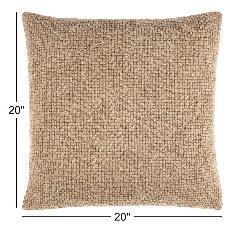 Oreiller carré 100% coton Clovis, Beige, 20 po X 20 po, Duvet