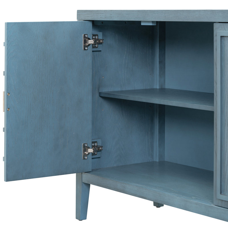 Antique Blue Retro Sideboard - Furniture For Living Area Round Handle Design Home Use Rounded Lines On Doors, Antique Blue