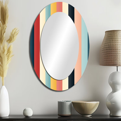Motif de rayures colorées nostalgie - miroir ovale multicolore