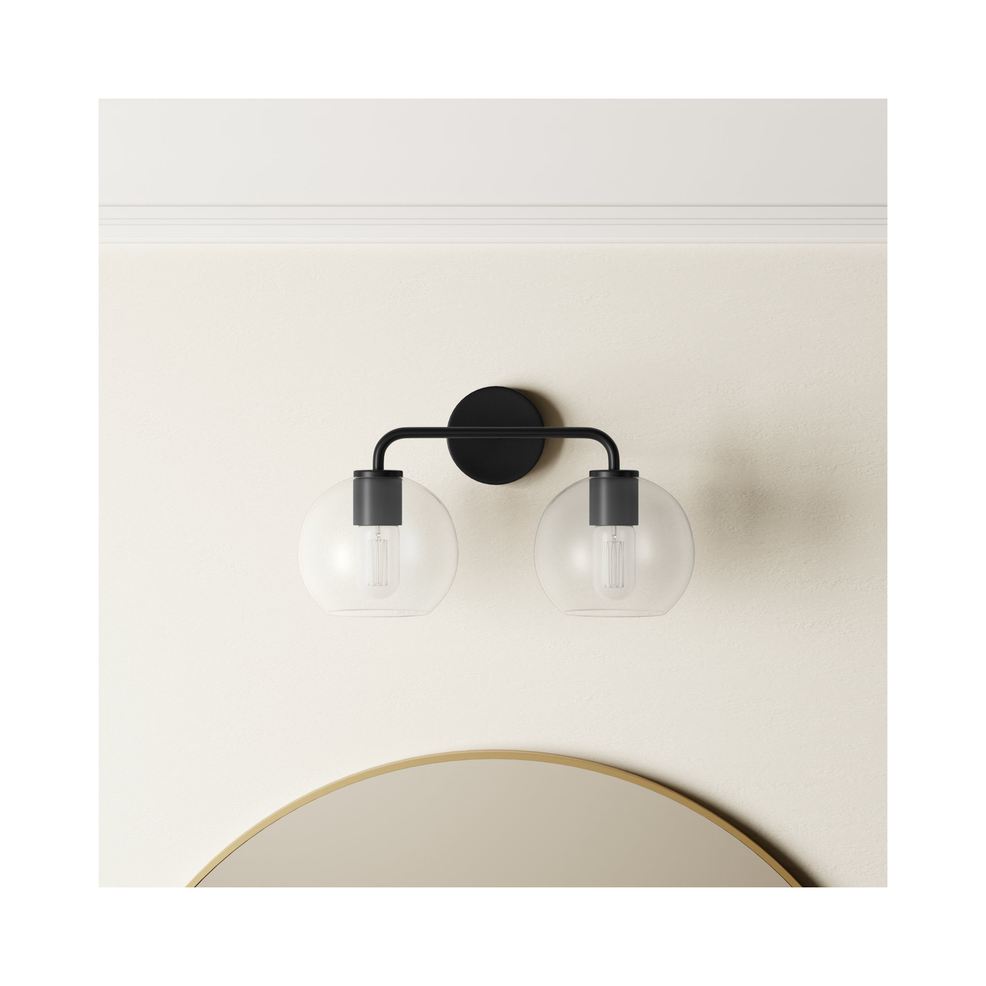 Childerley 2 Light Vanity, Clear, Midnight Black