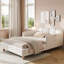 Velvet Bed Frame with Adjustable Side Panels & Storage Pockets-573984166-761174587