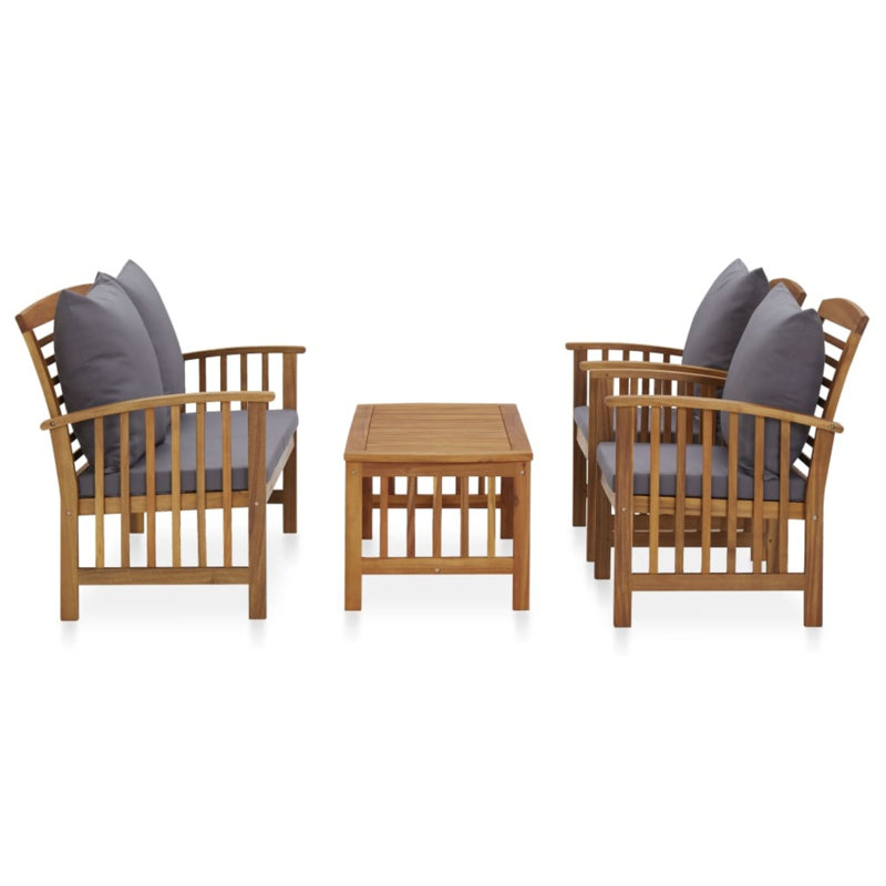 Chaise longue avec coussins 4 pièces Costas, Gris