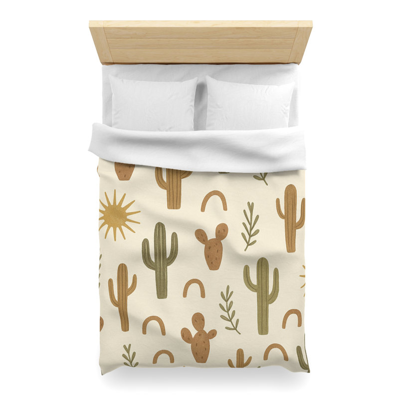 Microfiber Duvet Cover Boho Style, Design 22, Twin XL Duvet Cover, Olive/Brown/White