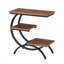 Table de bout en forme de C de 11,81 pouces, table d'appoint industrielle à 3 niveaux avec tablettes de rangement, petite table de collation pour canapé, structure en métal brun rustique, table de bout