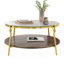 Table basse moderne à 2 niveaux avec plateau en verre