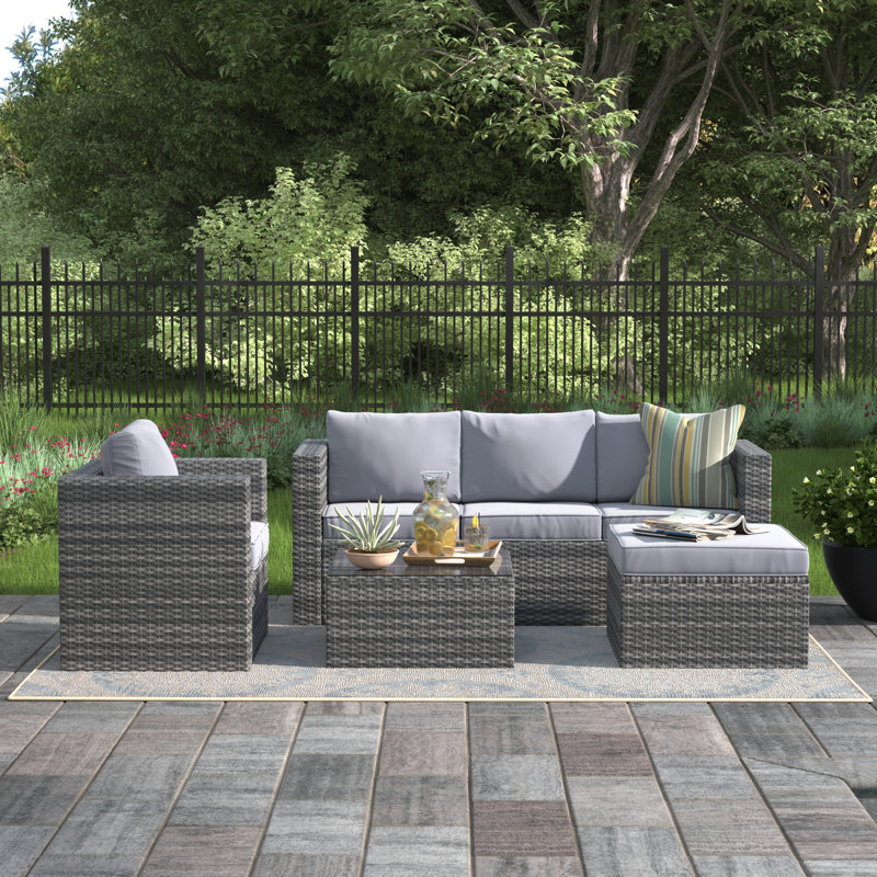 Ambrose 5 - Person Seating Group with Cushions, Grey, Grey