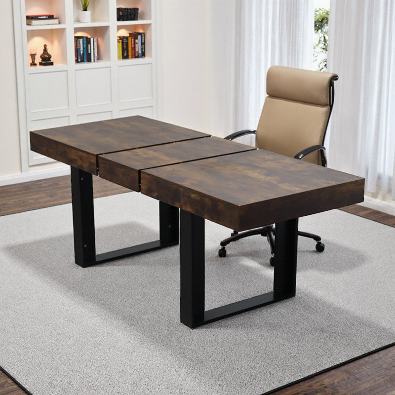 Table de salle à manger extensible Modern Farmhouse - 6 à 10 places, brun rustique foncé