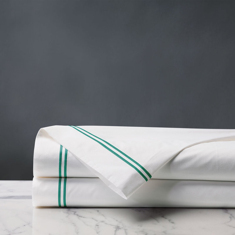 Drap-housse en percale de coton de qualité égyptienne 200 fils Enzo, Drap plat grand, Paon