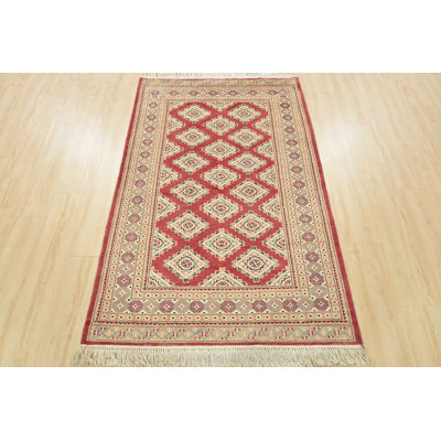Bokhara Jaldar Rug 4’2” X 6’3” Pink Wool Tribal Hand-Knotted Oriental Carpet