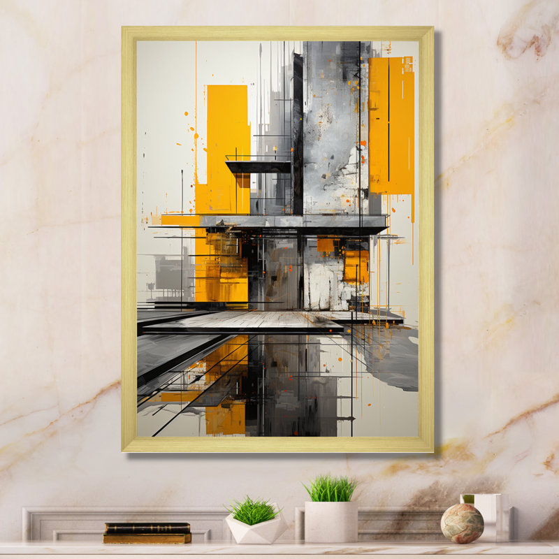 Bogen " Constructivism Constructed Realities II ", 40" H x 30" W x 1.5" D, Gold Picture Framed