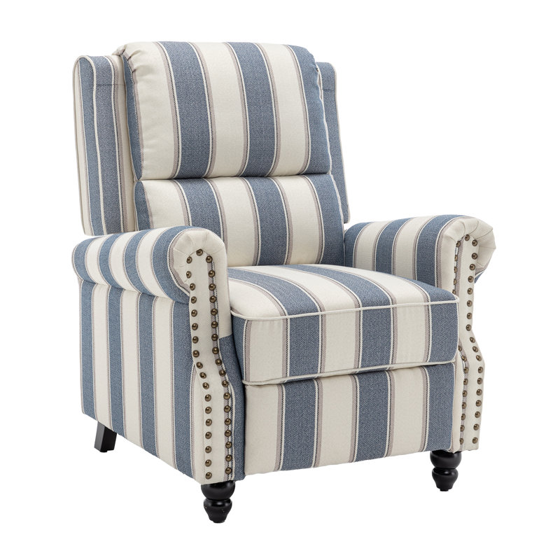 Upholstered Accent Chair, White/Blue