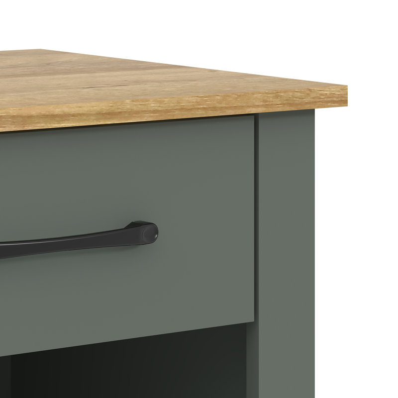 Walter 20.3" 1 Drawer Nightstand, Kale Green/Reviera Eichi