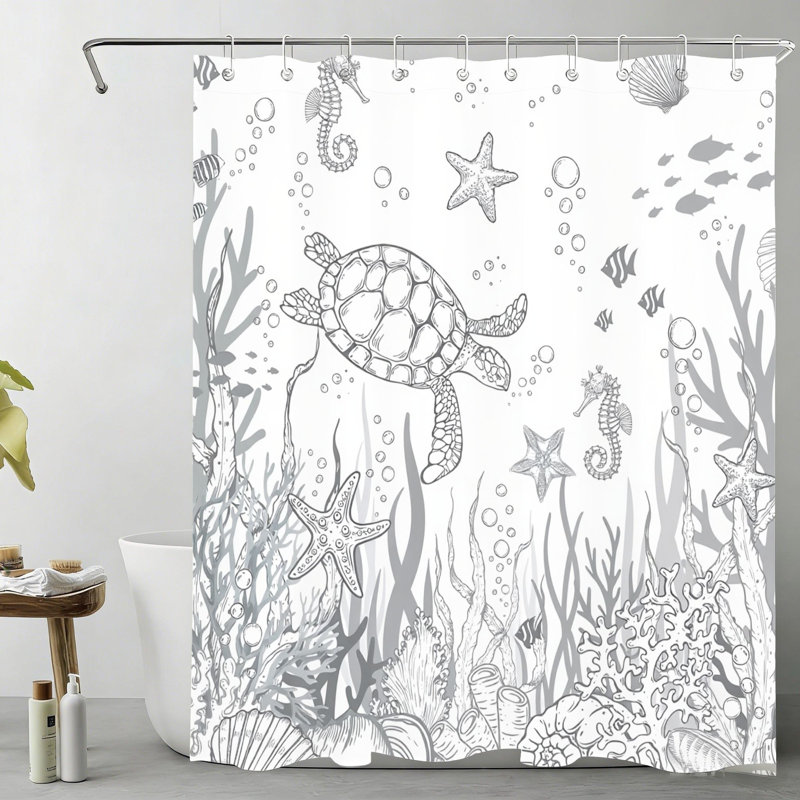 Rideau de douche aquarelle doux bleu apaisant pour salle de bain 72 x 72 pouces
