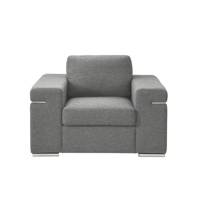 Fauteuil gris avec structure en bois franc, 65,4 lb. Poids, fabrication impressionnante, poids