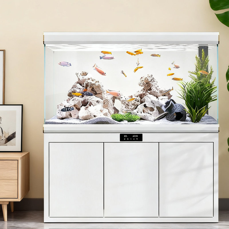 Aquarium de style nordique en verre Arowana, 36,98 gallons (H 61,02 po x l 59,06 po x P 15,75 p, Blanc