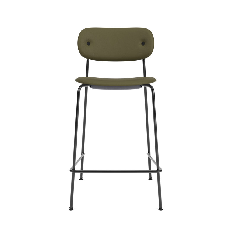 Co Upholstered Bar Stool, Army Leather, Counter Stool (27” Seat Height)
