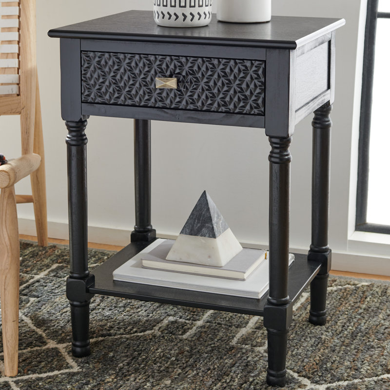 Peters End Table with Storage, Black